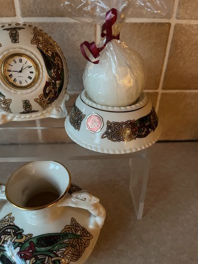 Cre 3 piece set Galway Clock Vase & Candle stand