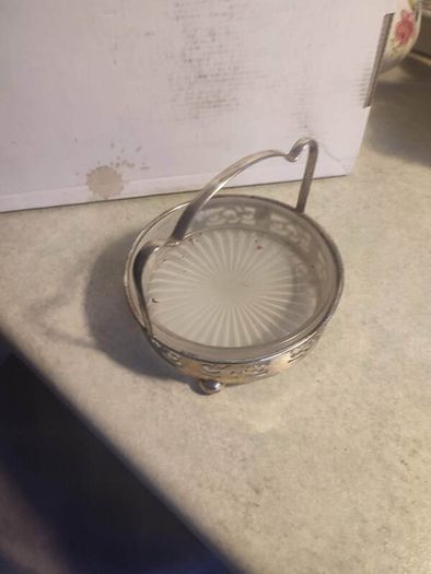 Vintage Silver Plated  butter dish with glass liner England