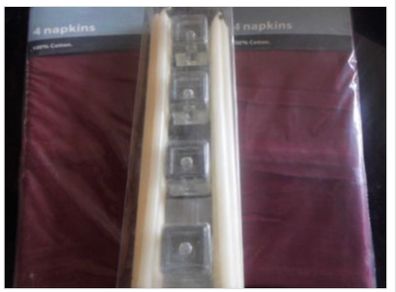 8 New Cotton Napkins & Set Dinner Table Candles