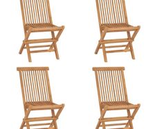 Folding Garden Chairs 4 pcs Solid Teak Wood