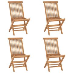 Folding Garden Chairs 4 pcs Solid Teak Wood