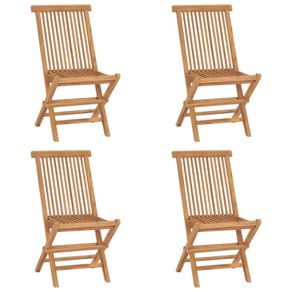 Folding Garden Chairs 4 pcs Solid Teak Wood