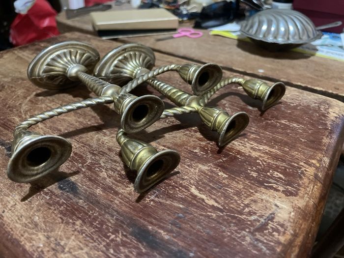 Vintage mini brass candle holders