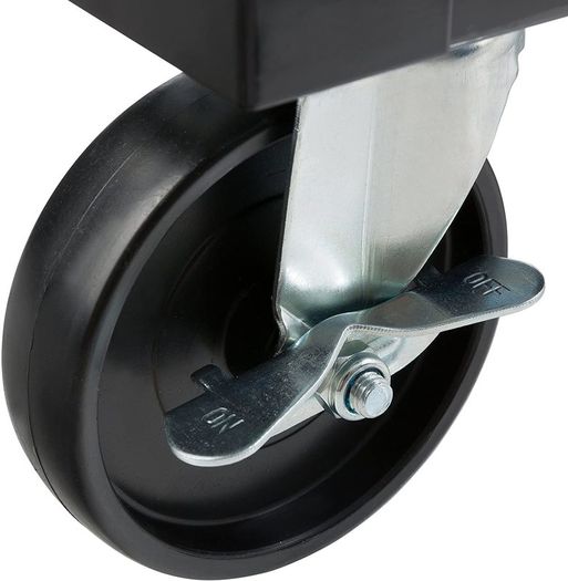 Workshop Trolley 5 Compartments Central Lockable Anti-slip Coating Wheels With Parking Brake Solid Metal