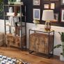 _Sideboard, side cabinet, sideboard, kitchen cabinet with glass surface, living room, hallway, office, sturdy steel frame, tempered glass, industrial design, vintage brown/black Image 3
