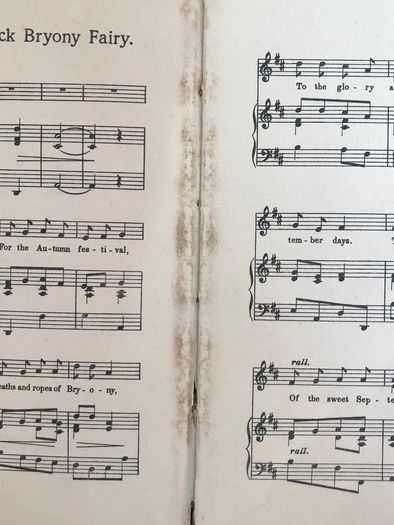 Antique Book Autumn Songs with Music from "Flower Fairies of the Autumn"
