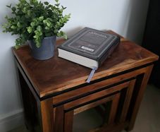 Beautifully Restored Upcycled Indian Rosewood Nest of 3 Tables with Floating Top Effect