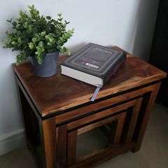 Beautifully Restored Upcycled Indian Rosewood Nest of 3 Tables with Floating Top Effect
