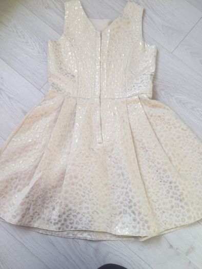 Girls Cream/Gold Tiger Print Dress Age 10-11