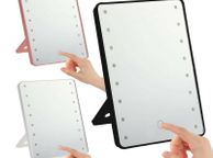 main image for ad LED Touch Screen Mirror Bathroom Illuminated 16 Lights Makeup Tabletop Vanity