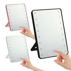 LED Touch Screen Mirror Bathroom Illuminated 16 Lights Makeup Tabletop Vanity