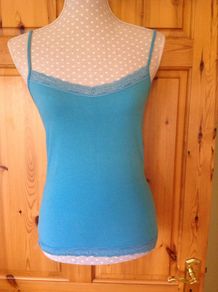 Size 10 Turquoise Strappy Cami Vest atop