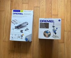 Dremel 8220 Cordless Rotary tool 12V, multi tool kit with 2 attachments, 45 accessories and Dremel 220 workstation