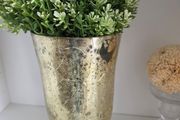 Gold  crackle Vase with artificial plant