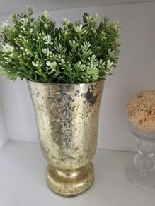 Gold  crackle Vase with artificial plant