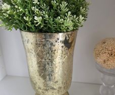 Gold  crackle Vase with artificial plant