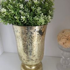 Gold  crackle Vase with artificial plant