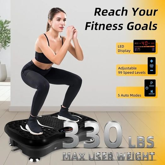 Vibration Plate Exercise Machine, Vibration Fitness Trainer with Bluetooth Speaker, 5 Program Modes, 2 Resistance Bands, Home Exercise Equipment for Fitness Body Toning