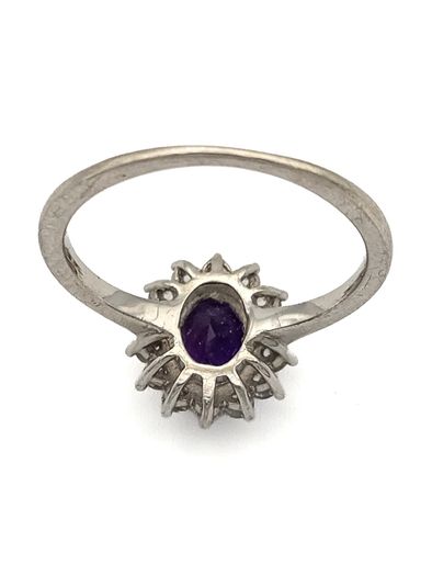 Vintage 925 Sterling Silver Amethyst & CZ Halo Ring