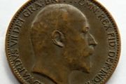 1906 farthing bronze Edwardian era coin