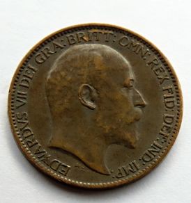 1906 farthing bronze Edwardian era coin