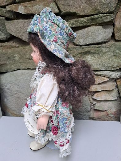 Leonardo Porcelain Doll Charlotte Vintage Floral Dress