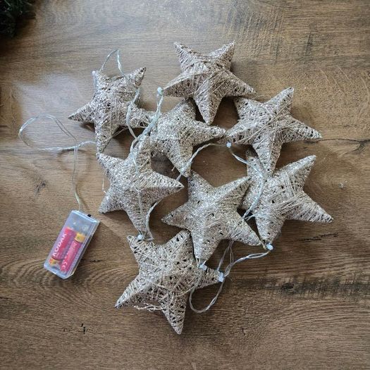 Christmas lights - gold glitter stars