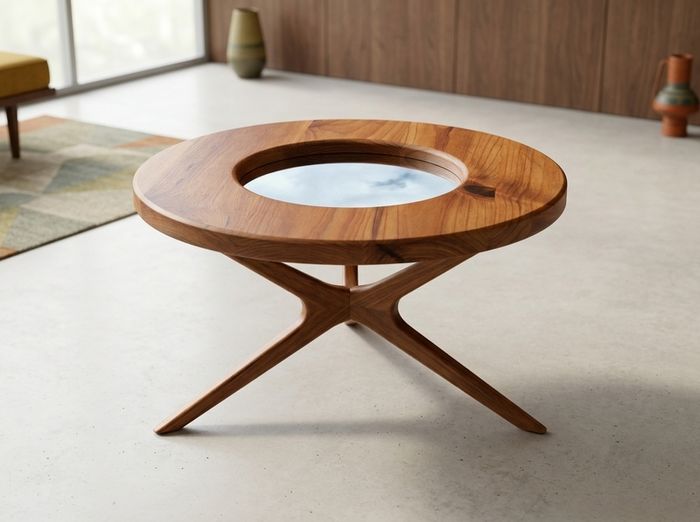 Mid Century Scandinavian Solid Hardwood Mirror