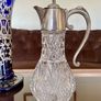Antique Vintage Silver Plated Crystal Glass Claret Jug Pitcher Image 6