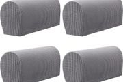 Armchair cover, non-slip armchair, Set of 4 sofa armrest protector, for furniture protector (Grey)