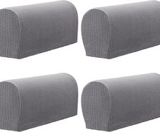 Armchair cover, non-slip armchair, Set of 4 sofa armrest protector, for furniture protector (Grey)