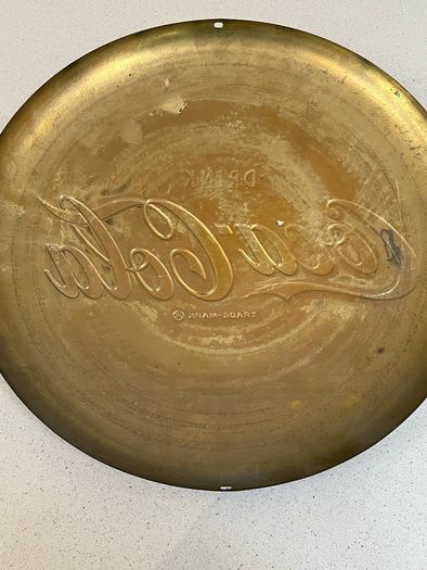 Coca Cola Embossed Brass Sign Rare 50's