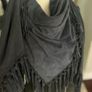100% Suede Fringed Scarf in Petrol Blue Image 3
