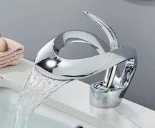 Bathroom Tap  Waterfall Elegant Single-Handle Design |Chrome, Black, or White