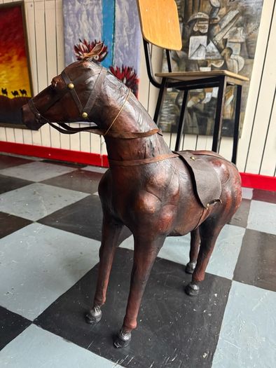 Vintage Leather Horse Large Statement Piece