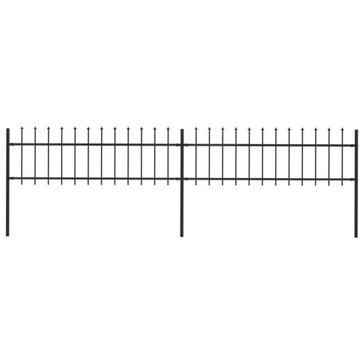 Garden Fence with Spear Top Steel 3.4x0.6 m Black