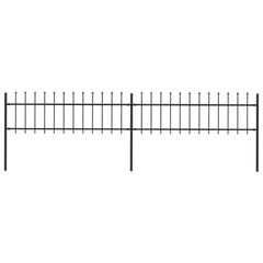 Garden Fence with Spear Top Steel 3.4x0.6 m Black