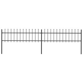 Garden Fence with Spear Top Steel 3.4x0.6 m Black