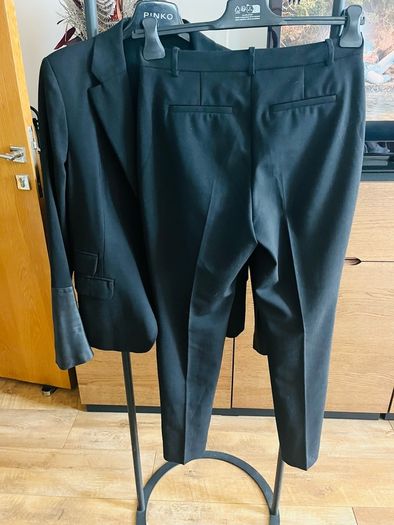 Pinko black suit with leather detail