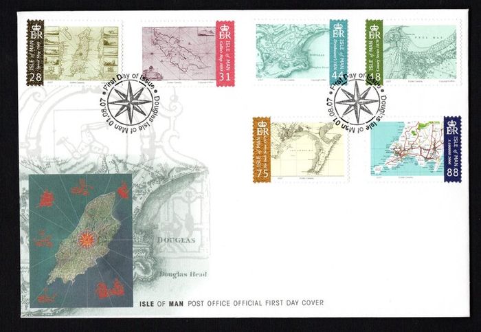 2007 Isle of Man Maps of Isle of Man Commemorative Stamps First Day Cover (FDC)
