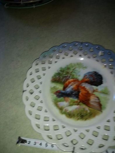 Set of 2 lattice pheasant wall plate.
