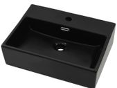 Basin with Faucet Hole Ceramic Black 51.5x38.5x15 cm