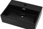 Basin with Faucet Hole Ceramic Black 51.5x38.5x15 cm