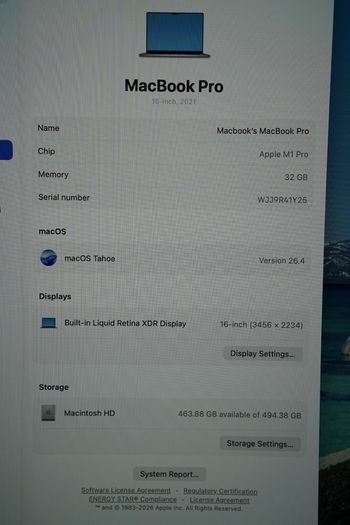 Macbook Pro 16" 32GB | M1 Pro | 512GB | 2021