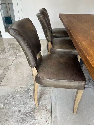 Dining table on the chair,  chandelier light