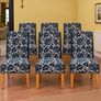 Set of 6 Upholstered Dining Chairs-Navy Blue Floral Design Image 3