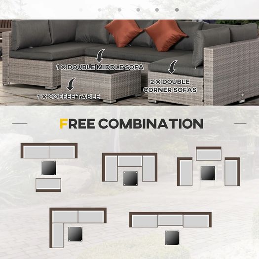 6 Seater Patio PE Rattan Wicker Sofa Set (LIMITED STOCK)