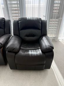 Black Leather Recliner Sofa Set (2-Seater & 1-Seater)