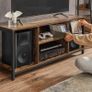 Vintage Brown TV Cabinet for TVs up to 65 Inches with Open Compartments Image 5