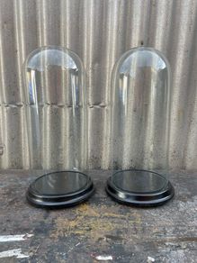 A matching pair of Victorian glass domes c1870